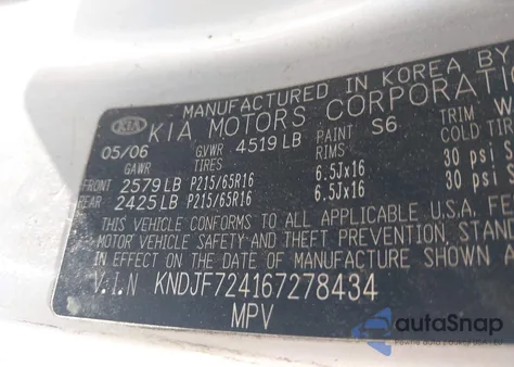 2006 Kia Sportage Lx из США, поврежденный, VIN KNDJF724167278434